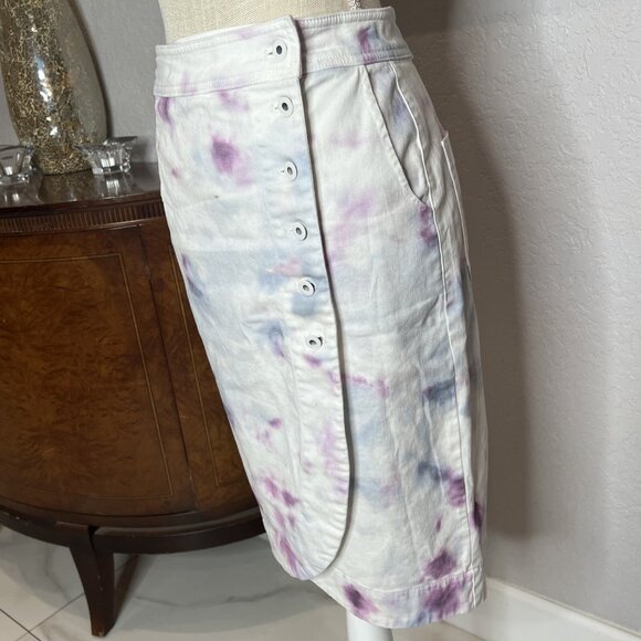 Anthropologie Tie-Dye Wrap Skirt With Button Details Size 2 Cotton Blend Pastel - Picture 3 of 9